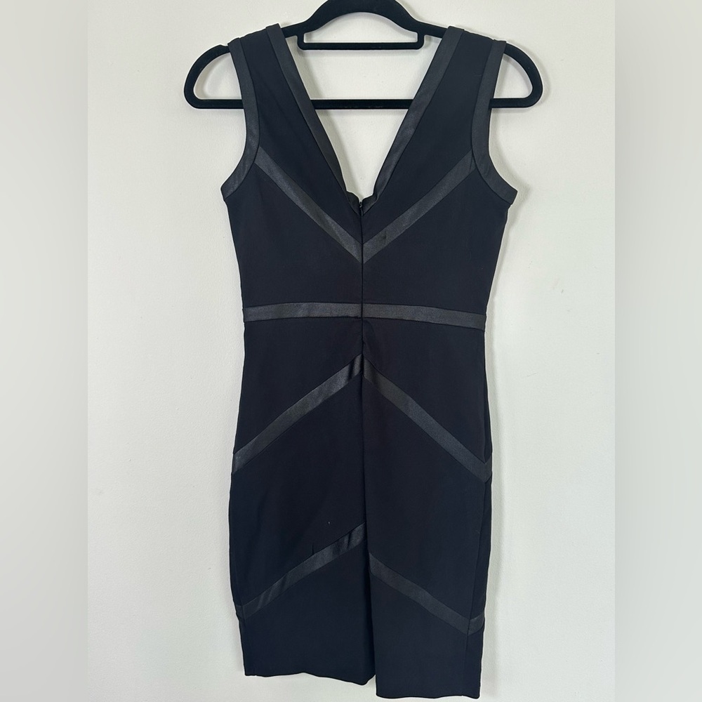 XOXO Black Bandage Mini Dress Size S 5/6 Y2K Clubwear Bodycon LBD